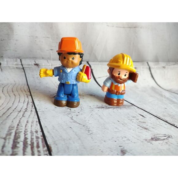 Lot of 2 Mixed Fisher Price Little People Figures Construction Workers - Picture 1 of 9